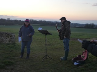 Revd David leading Easter Day Sunrise Service, Stratton